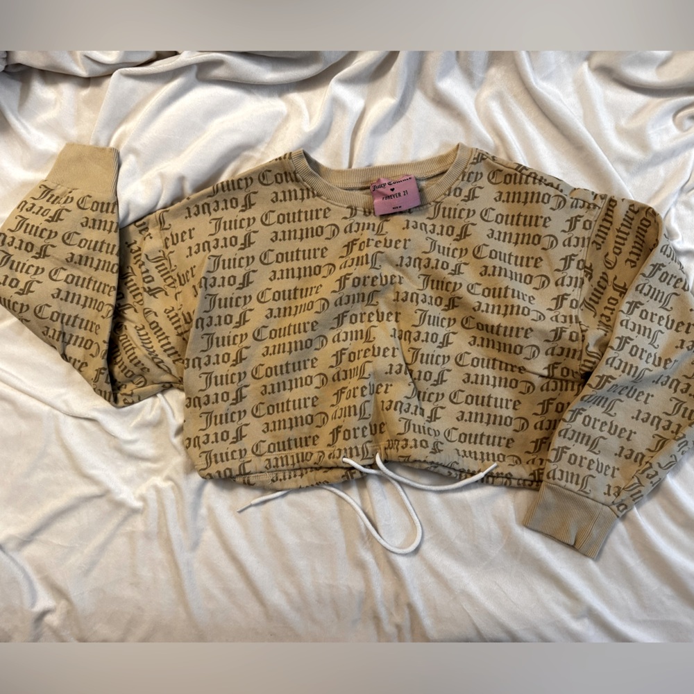 Juicy Couture Camel Crop Top Sweatshirt Size M